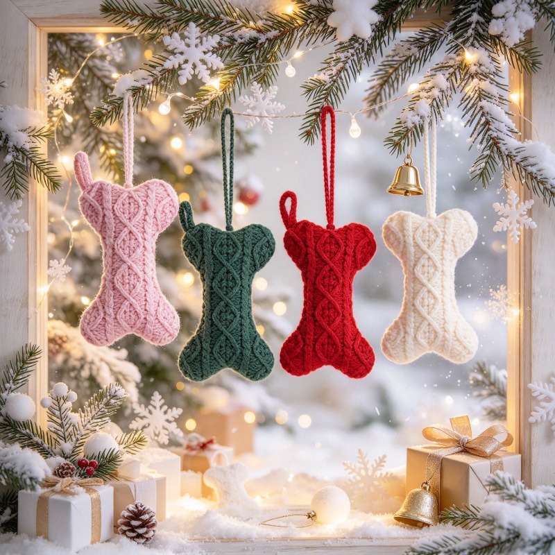 Christmas Stocking Hanging - Разноцветный вязаный рождественский чулок в форме